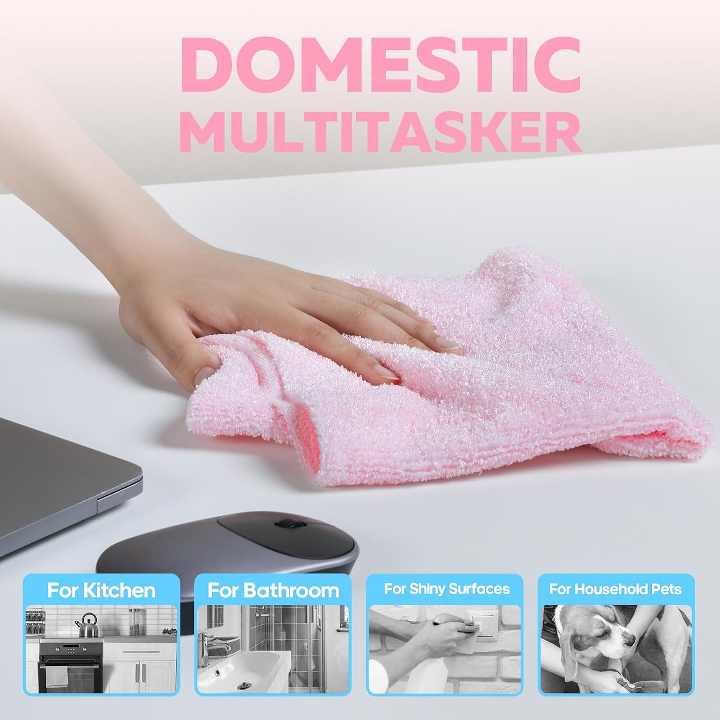 Fantasticlean Microfiber Cleaning Cloth Roll, 12''- 36 Sheets (Glossy Pink) | Ultra Absorbent, Lint-Free, Reusable Microfiber Towel Roll, Premium Dual-sided Detailing Towels, for All-Purpose Cleaning