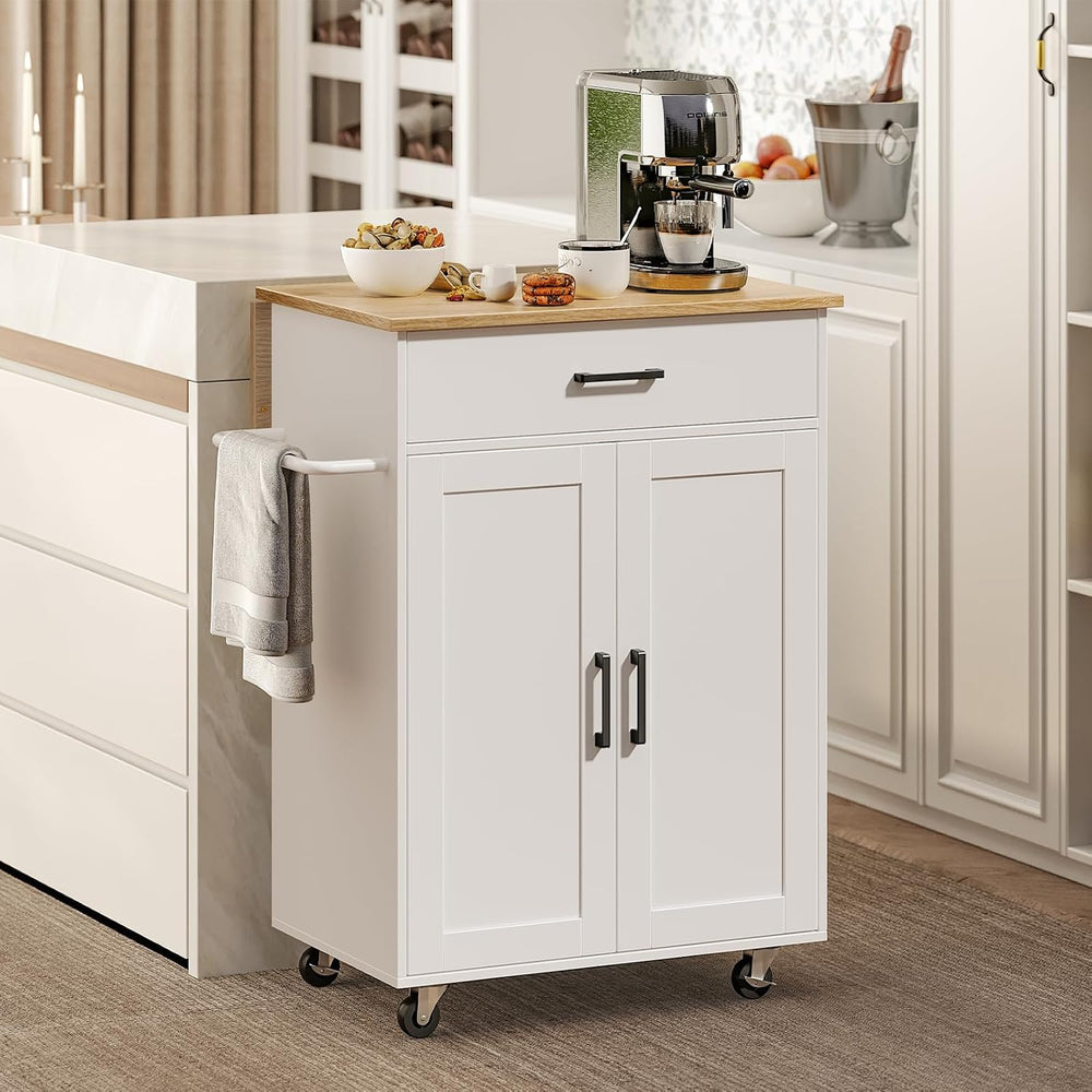 MAHANCRIS Kitchen Island on Wheels with Drop Leaf, Folding Countertop Kitchen...
