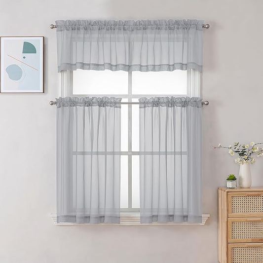 Chyhomenyc Sheer Valances for Windows 2 Pack, Small Window Curtains for Living - Image 2