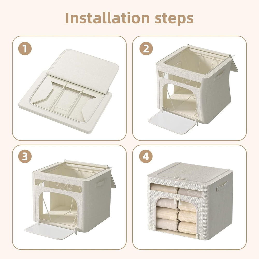 FHSQX 6 Pack Foldable Storage Bins for Clothes Clothes Storage Bins with Meta...