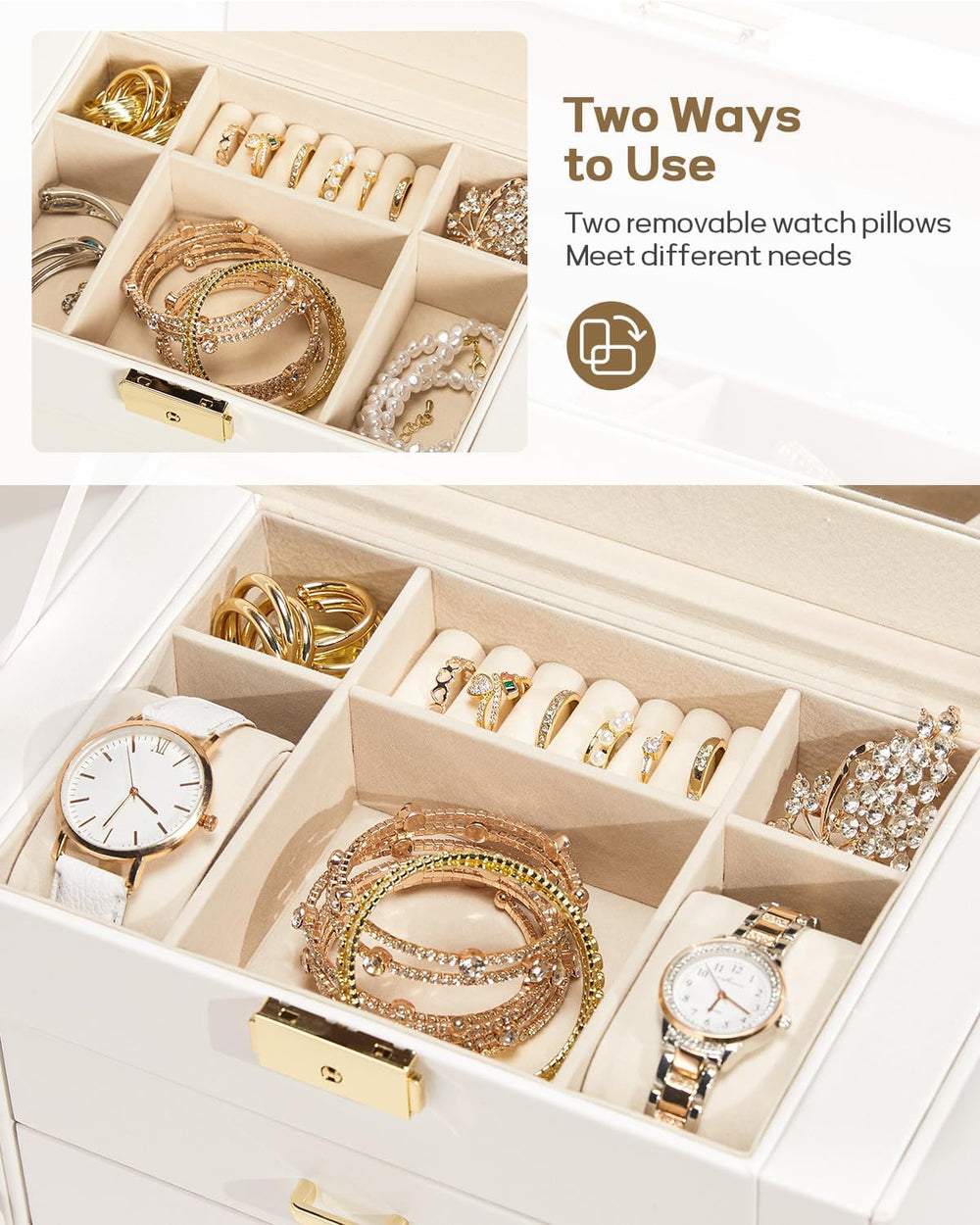 Homde Large Jewelry Box for Women: 5-Layer Organizer with Lock for Dresser