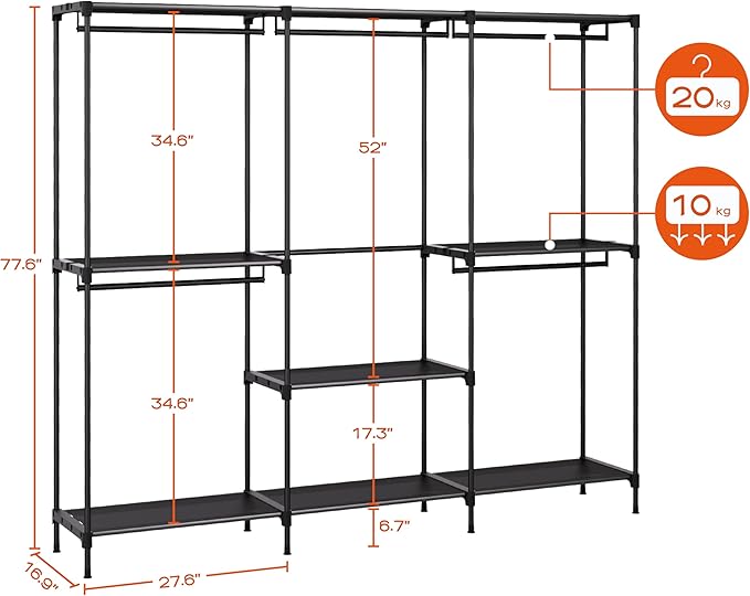 Clothes Rack, Portable Closet, 80.7 Inch Extra Large Capacity Wardrobe Closet