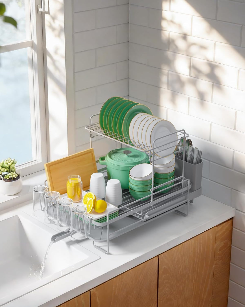 Kitsure Extendable Dish Drying Rack, 19.2"-26.7" L x 12.9" W, ...