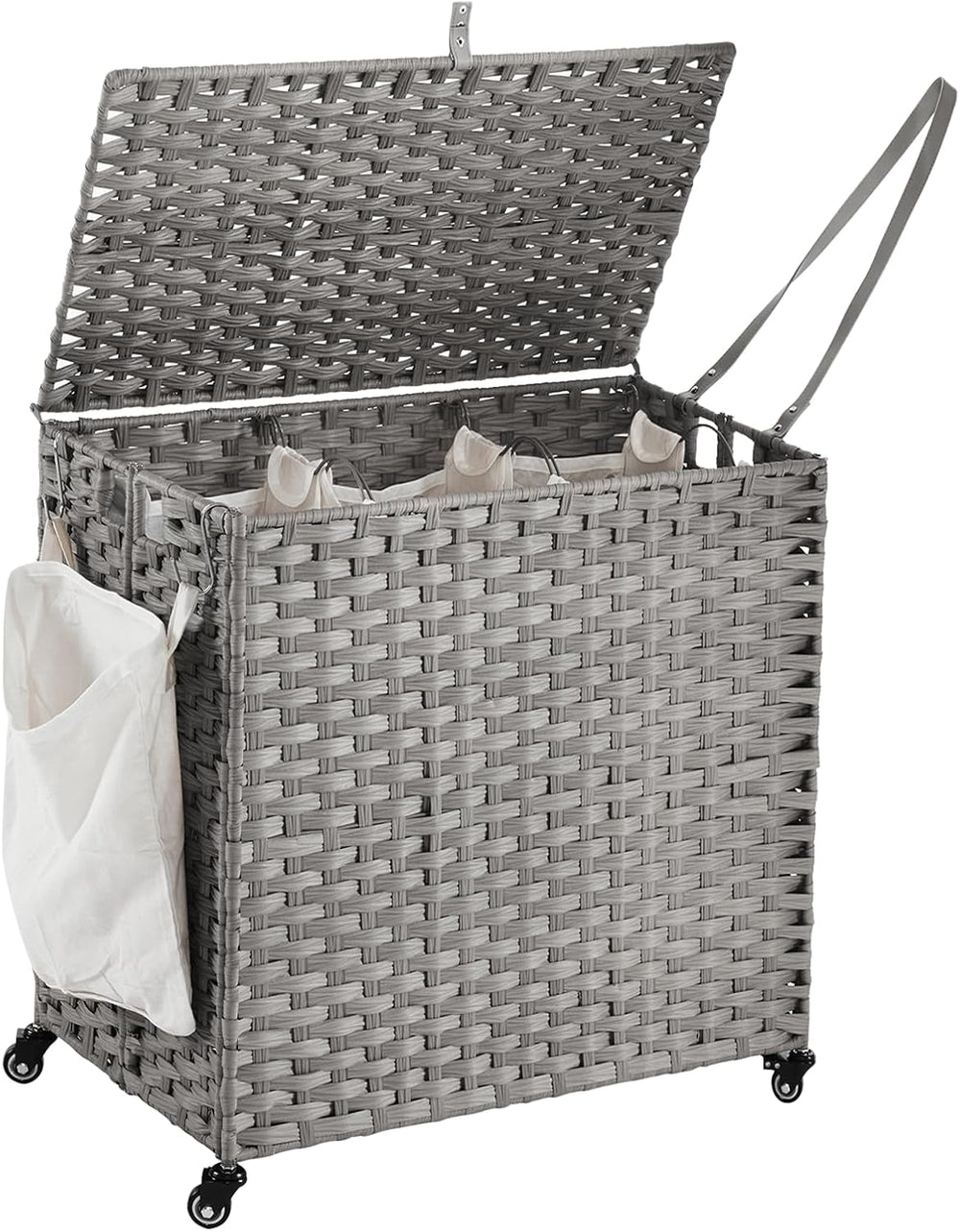 Laundry Hamper with Wheels, 39.6 Gallon(150L) Rolling Laundry Basket with Lid...