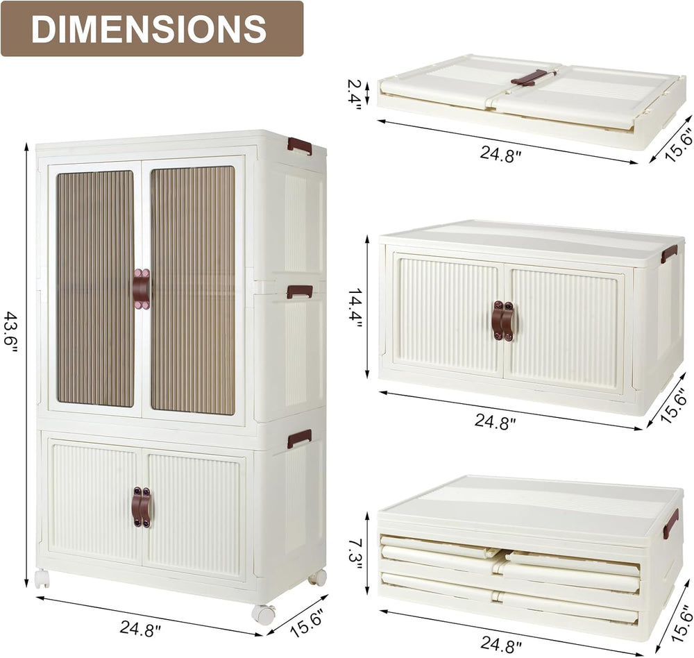 FozsKeylf Stackable Closet Storage Bins, Collapsible Clothes Organizers, Port...