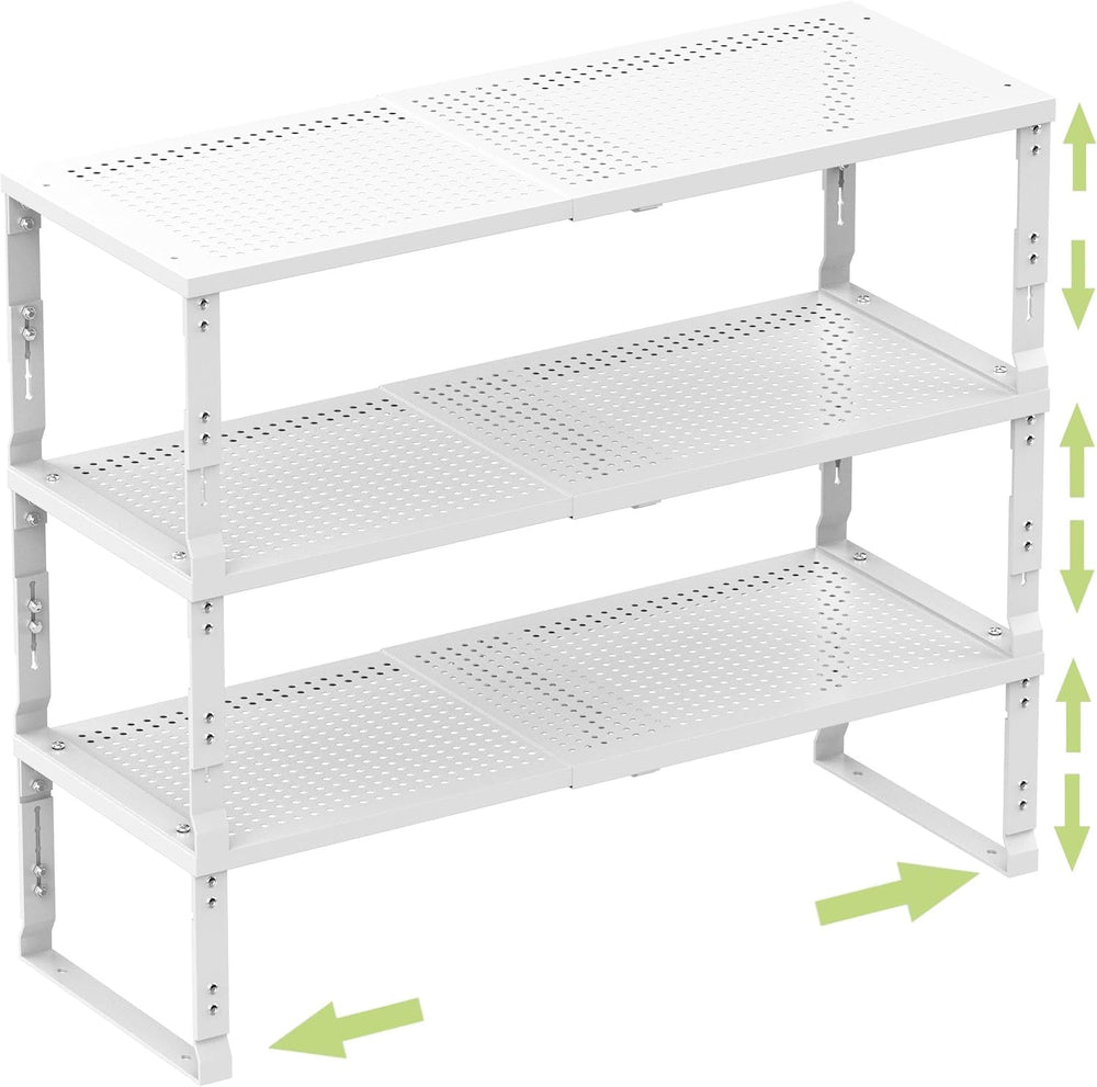 Heavy-Duty Adjustable Metal Shelf Organizer - Expandable & Stackable Pant...