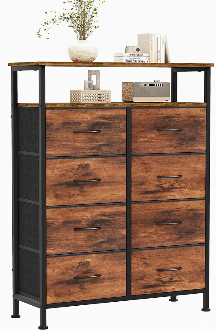 DUMOS Tall 8 Drawer Dresser for Bedroom, Storage Chest of Drawers Cabinet