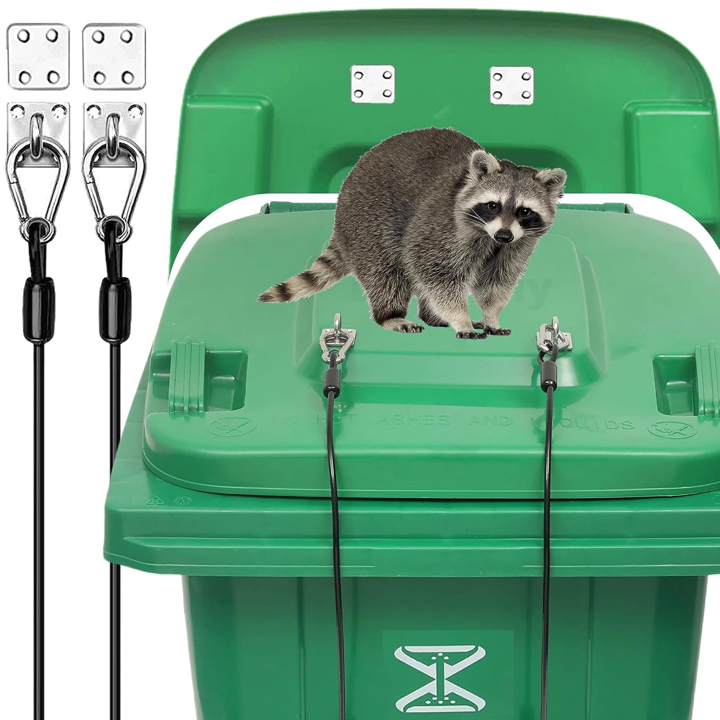 Trash Can Locks Garbage Can Lid Locks for Animals, Bear Raccoon Squirrel Dog Proof Trash Can Lock, Weather-resistant Universal Trash Bin lock for Outdoor Trash Cans with Stainless Steel Hasps,2 PCS