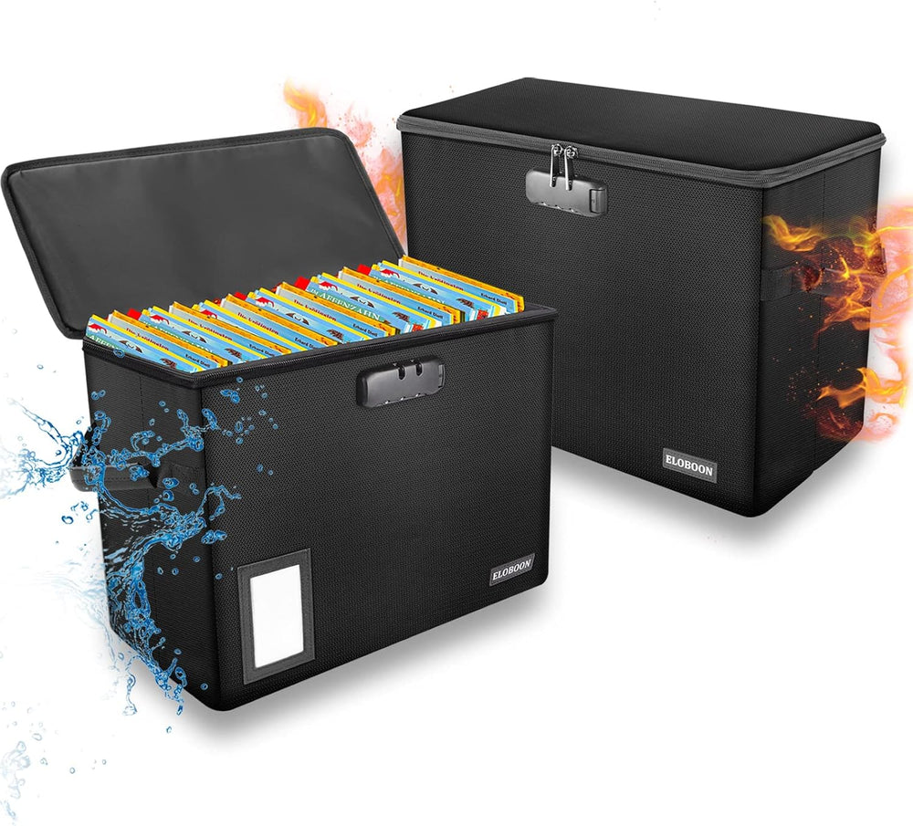 Comic Book Storage Box with Lock, Fireproof Comic Bin, 2Pack