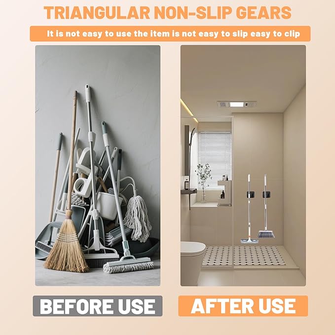 Mop and Broom Holder Wall Mount Stainless Steel Broom Mop Hanger Wall Mounted - Image 7