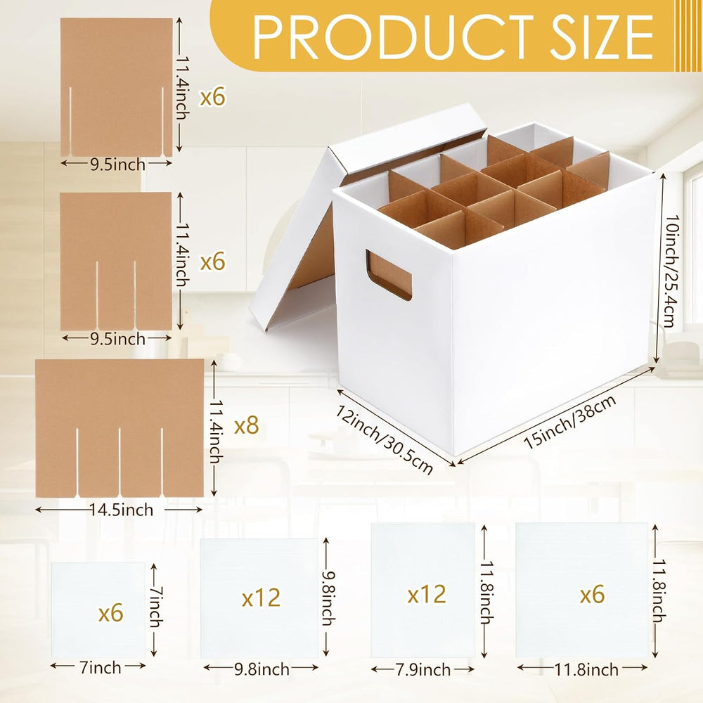 MotiMind 4 Sets Kitchen Moving Boxes with Divider Kits for Dish Glassware Win...