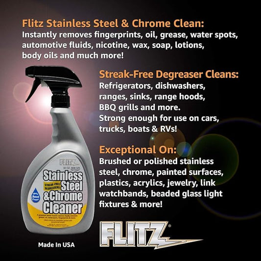Flitz Stainless Steel & Chrome Clean - 32oz Bottle - Image 2