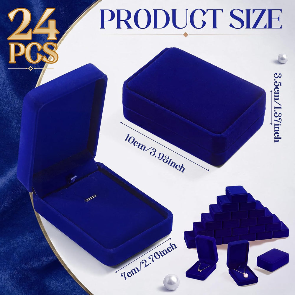 24 Pcs Velvet Jewelry Gift Boxes Necklace Earring Business(Royal Blue)