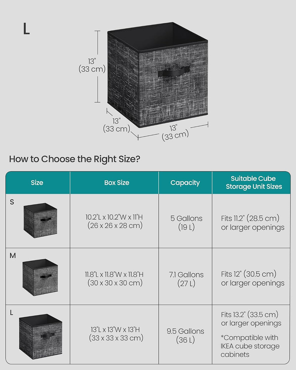 SONGMICS Storage Cubes, Set of 10, 13-Inch Foldable Closet Organizers