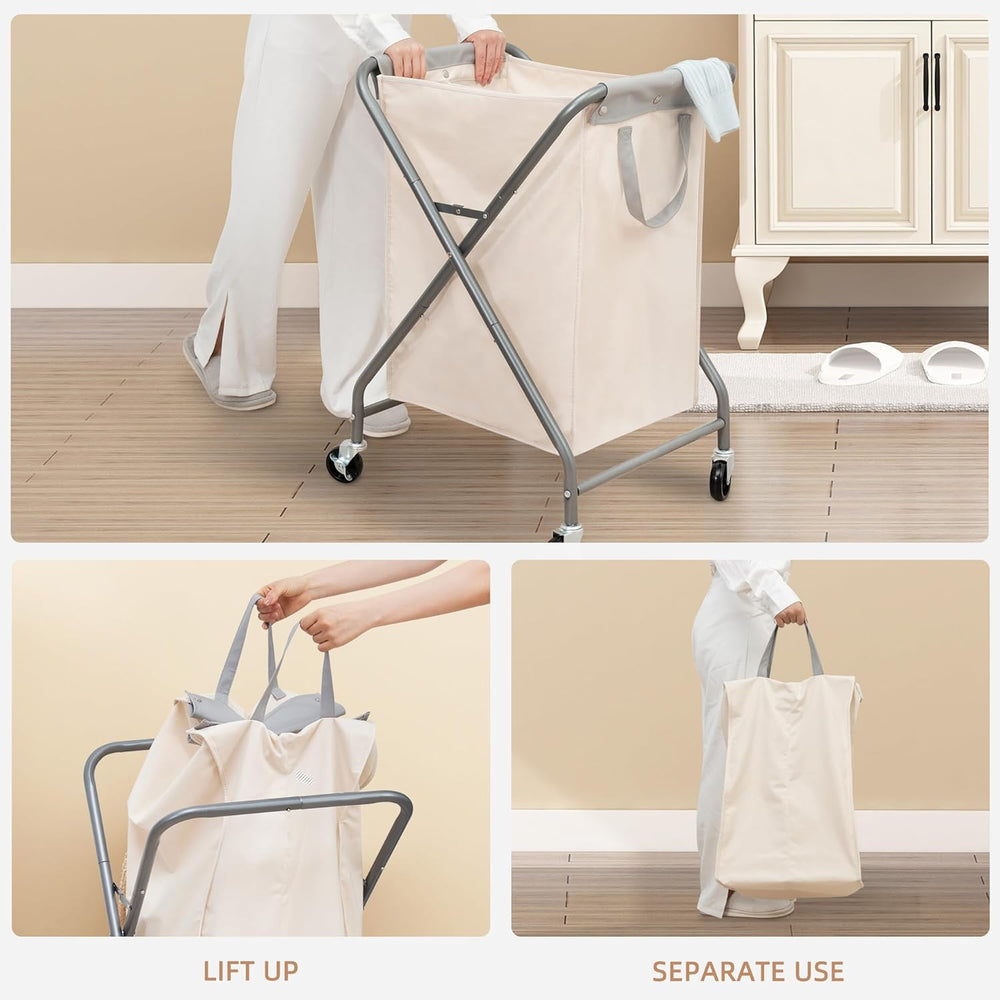 STORAGE MANIAC Collapsible Laundry Hamper with Wheels, Rolling Laundry Basket...