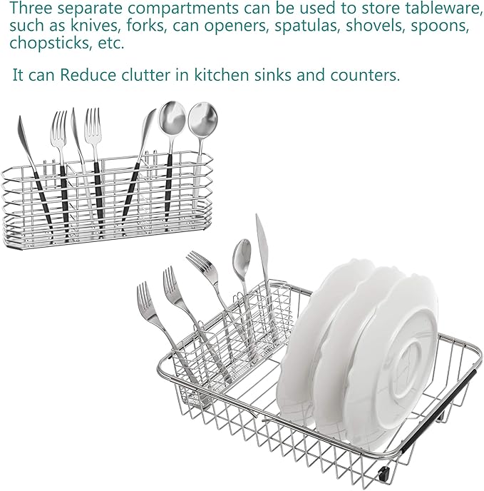 304 Stainless Steel Utensil Holder, Dish Drying Rack, kitchen Utensil Organizer - Image 6