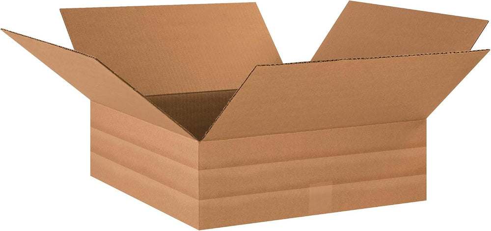 Staples Multi‑Depth Corrugated Boxes, 18” x 18” x 6”, Adjustable Kraft Carton...