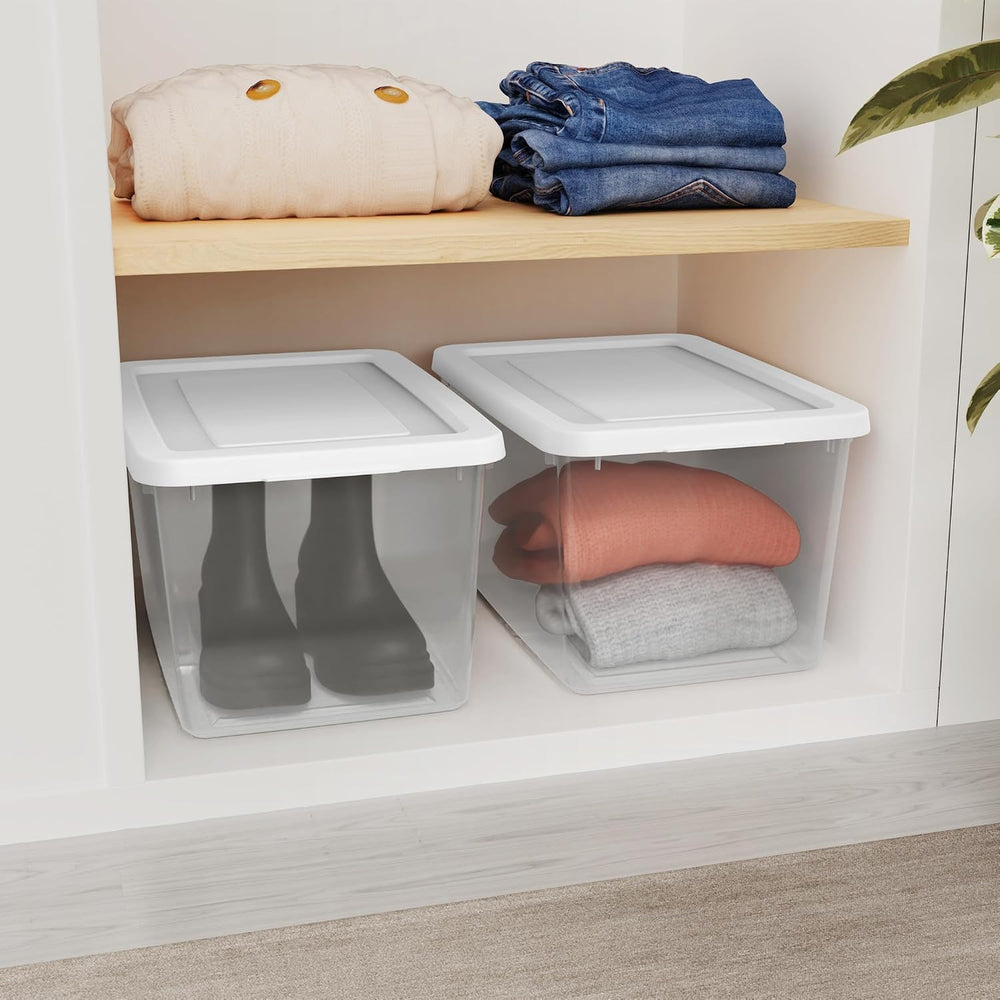 Sterilite Storage Box, Stackable Clear Plastic Bins, 20 Quart, 6-Pack