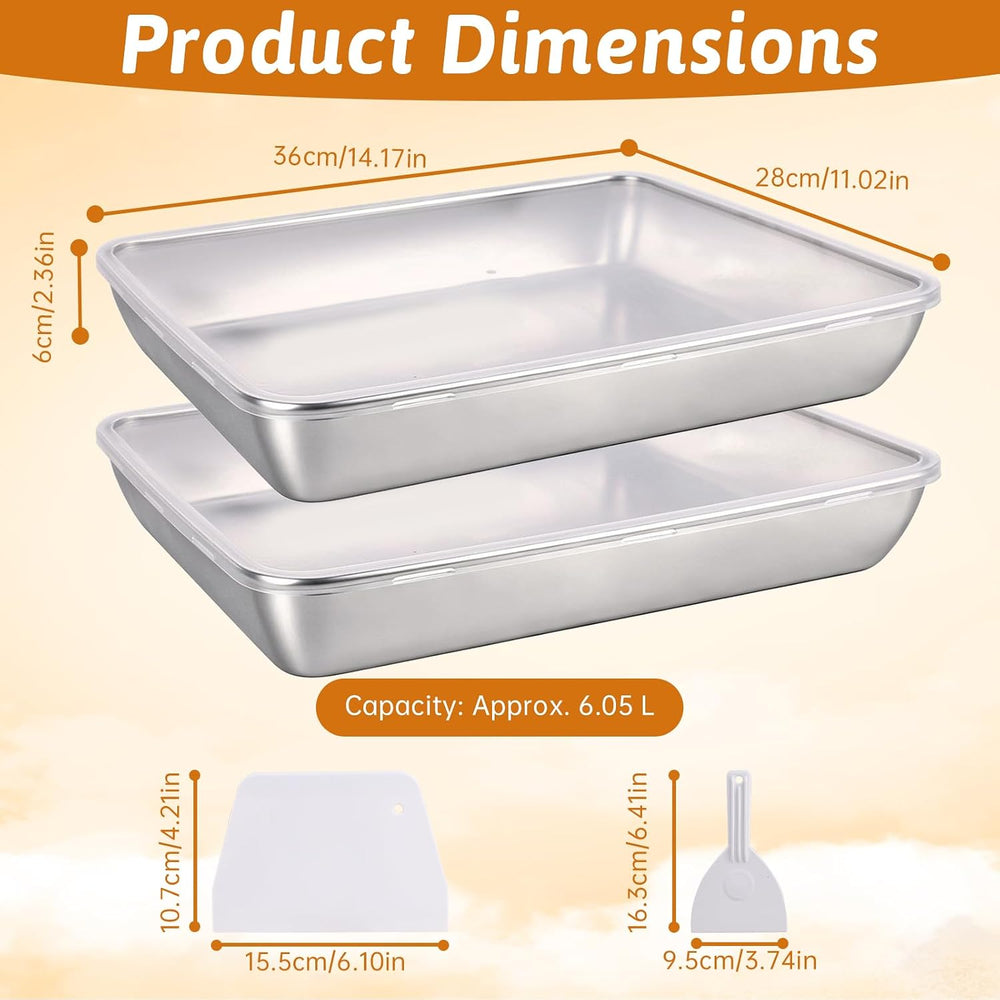 2 Pack Pizza Dough Proofing Box, 6L Large Capacity Stainless Steel Food Stora...