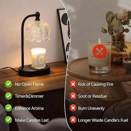 Black Candle Warmer Lamp with Timer and Dimmer, Flameless Wax Melt Warmer - Image 2