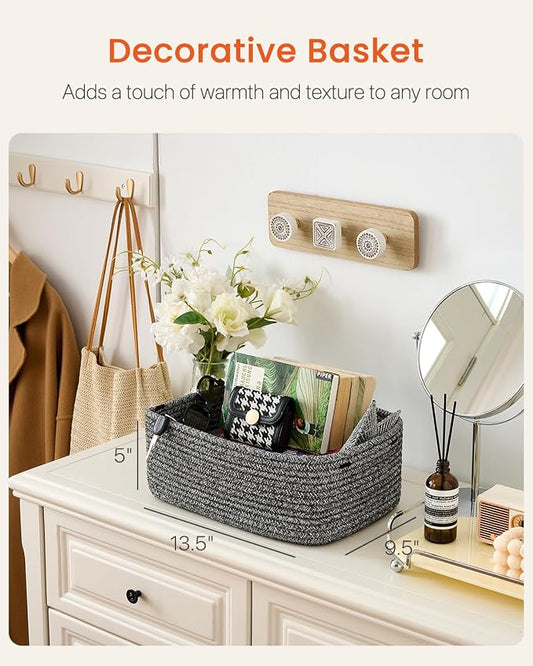 Small Woven Basket, 13.5 x 9.5 x 5 Inches, Storage Basket - Image 2