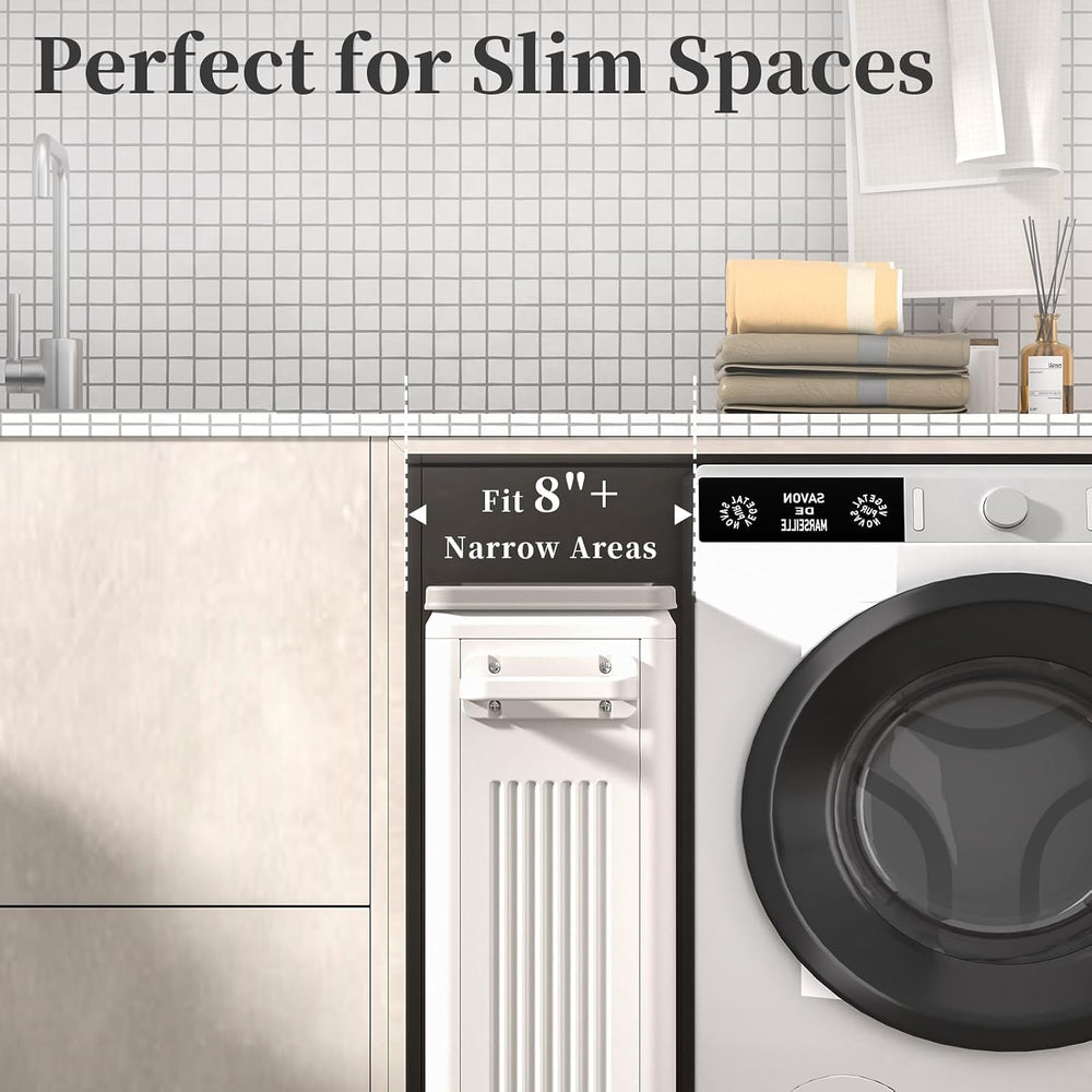 Slim Laundry Hamper with Lid 50L Rolling Basket