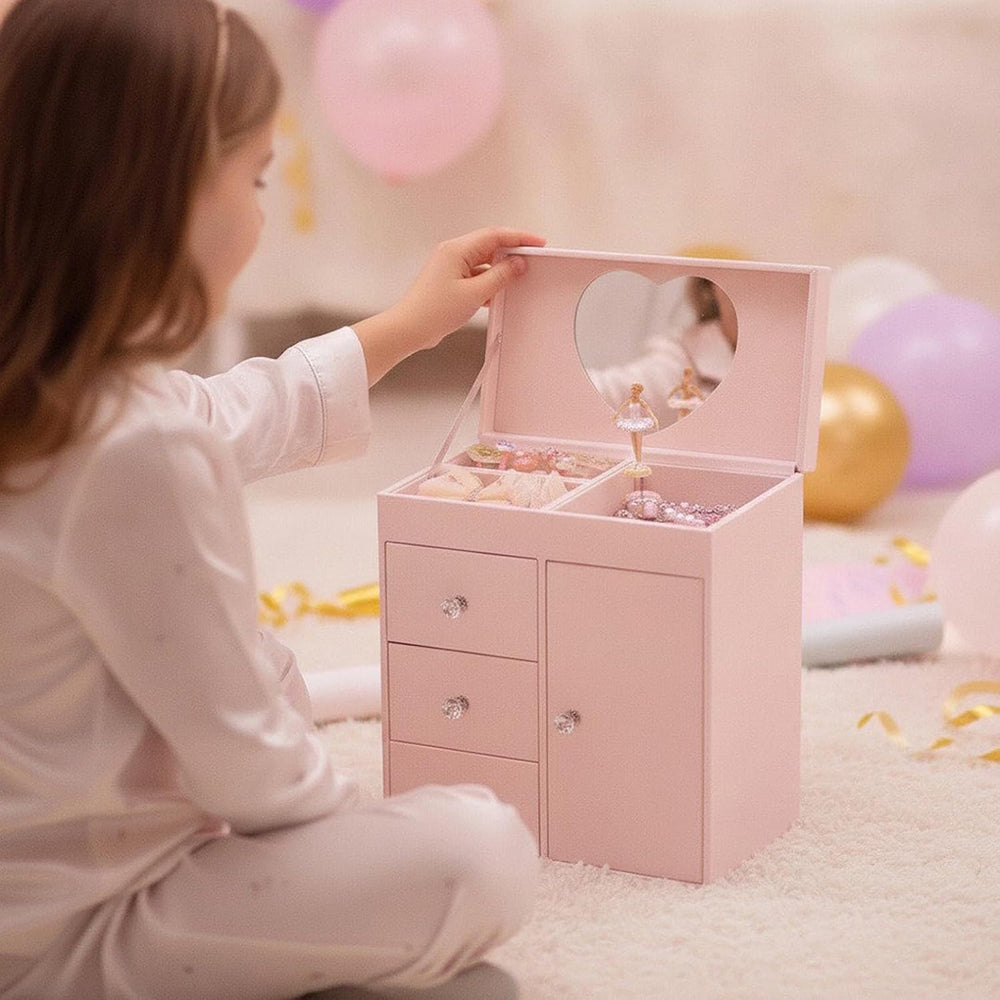 VLANDO Musical Jewelry Box, Upright Rectangular, Barely Pink