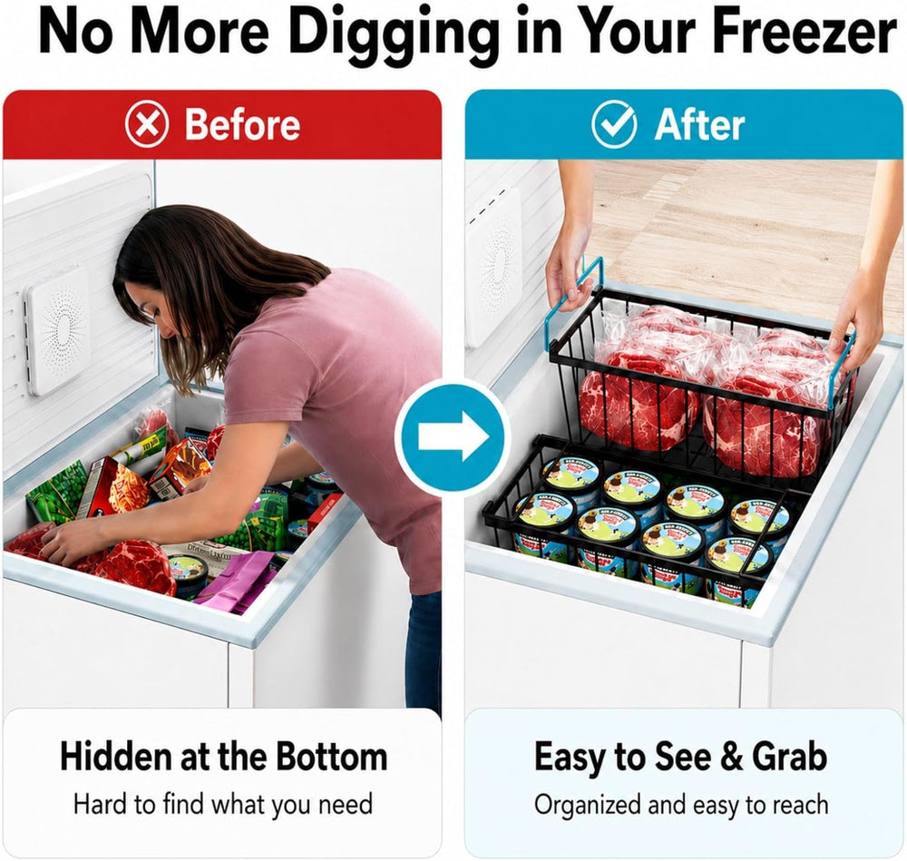 iSPECLE Chest Freezer Organizer - Small Storage Baskets for 7 Cu.Ft, 8 Pack