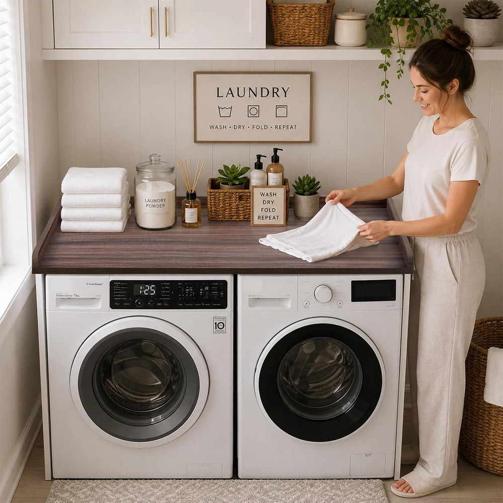 Kaboon Washer Dryer Countertop, Melamine Countertop with Edge Rails - 27.5&qu...