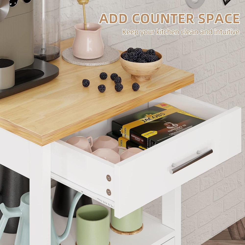Shintenchi Kitchen Island Cart with Storage,Rolling Side Table on Wheels with...