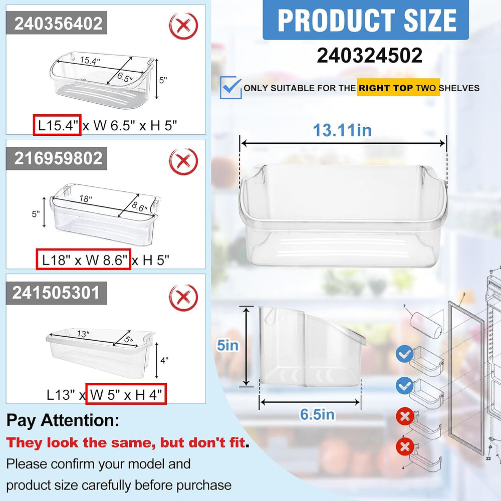 【NEW UPGRADED】 2 Pack 240324502 Refrigerator Door Shelf Bins (Right) for Frig...