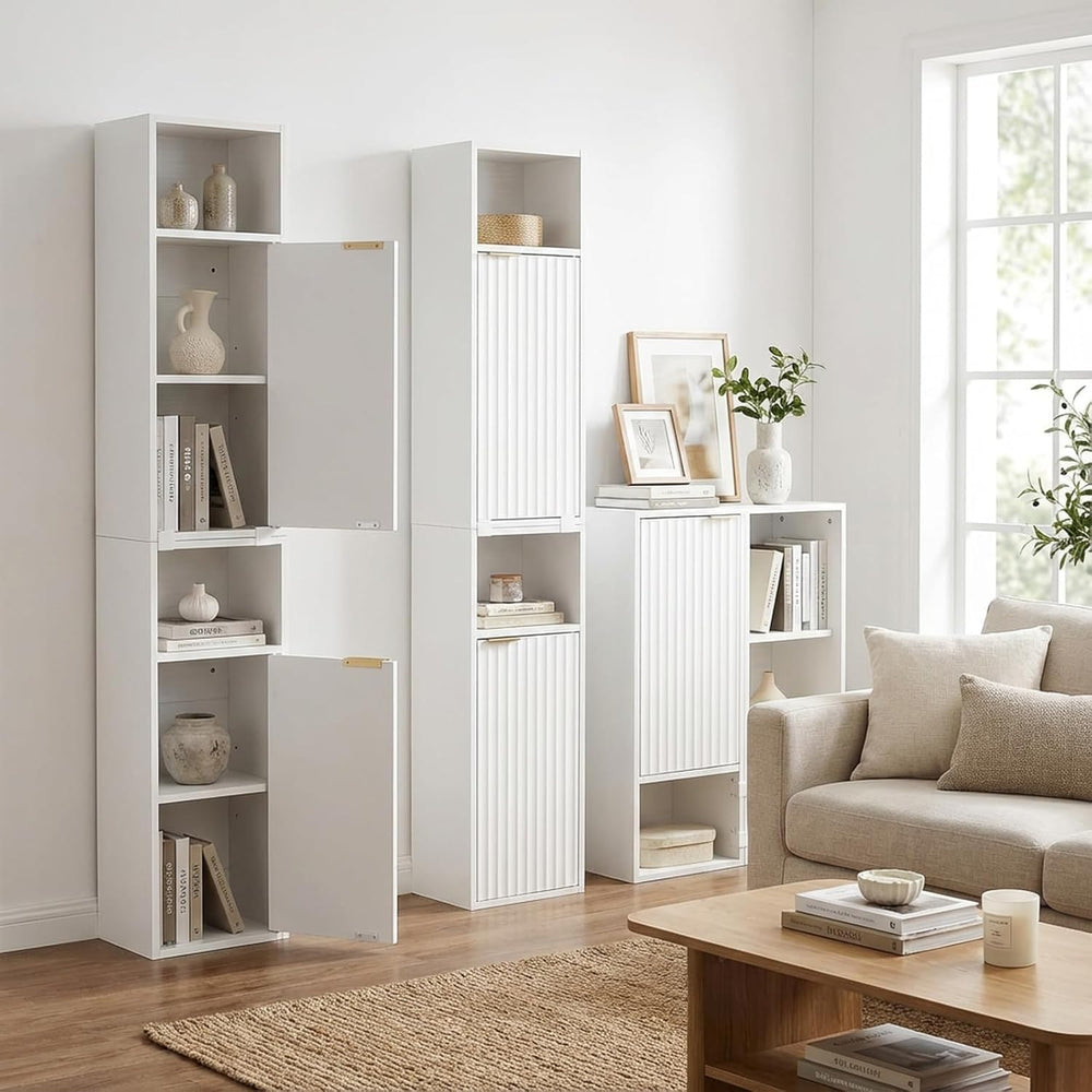 AKMAKM 59.1" Tall Slim Bathroom Storage Cabinet White | Freestanding or ...