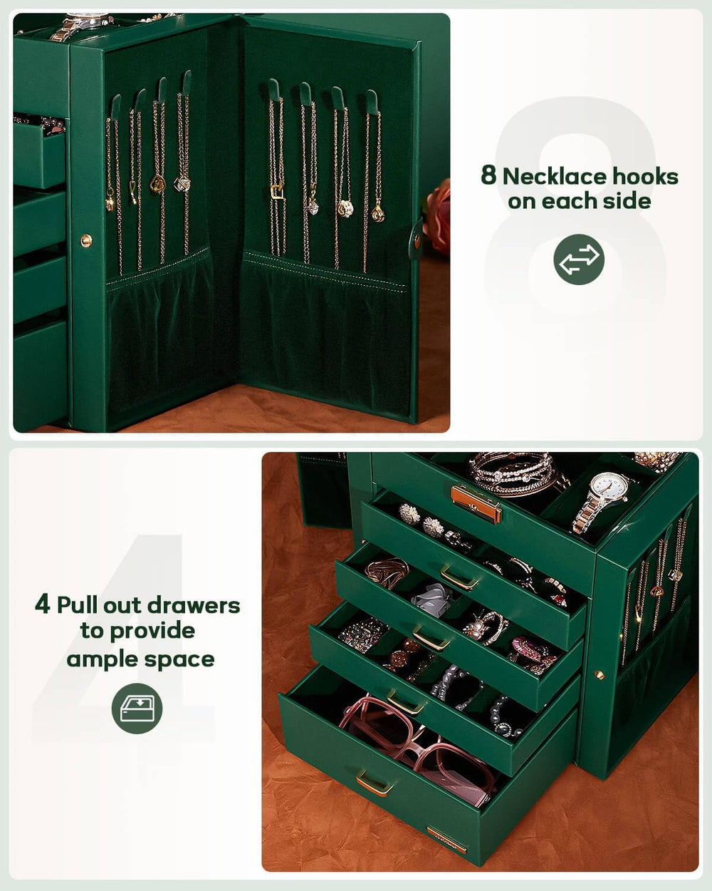 Homde Large Jewelry Box for Women: 5-Layer Organizer with Lock for Dresser