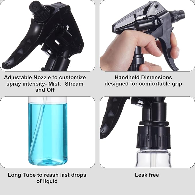 Eccliy 12 Pcs 16 Oz Plastic Spray Bottle, Adjustable Empty Reusable Sprayer - Image 6