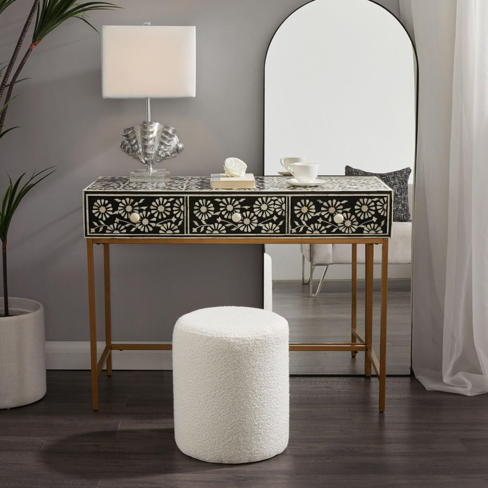 Get Set Style Modern Round Ottoman with Soft Padded Seat, Multifunctional Van...