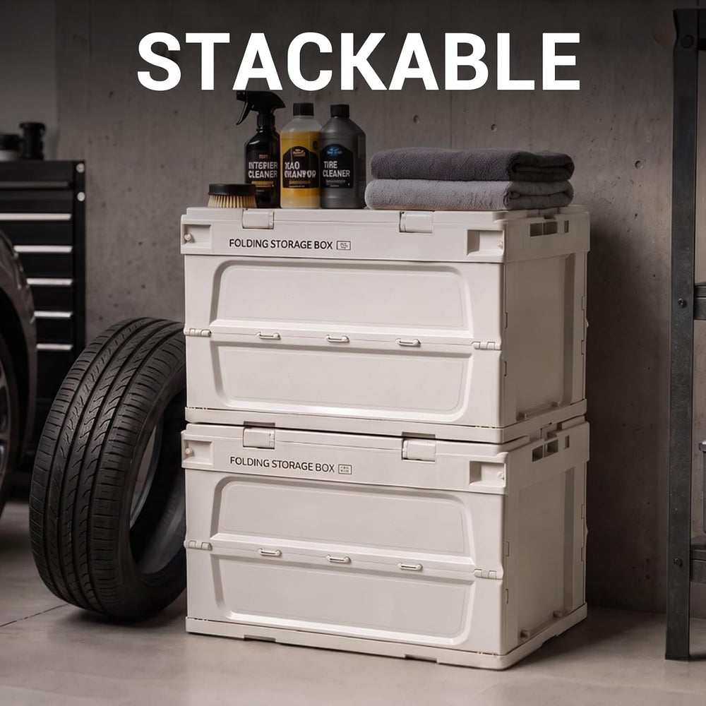 Industrial Folding Storage Container, Heavy Duty Plastic Storage Bins with Lo...