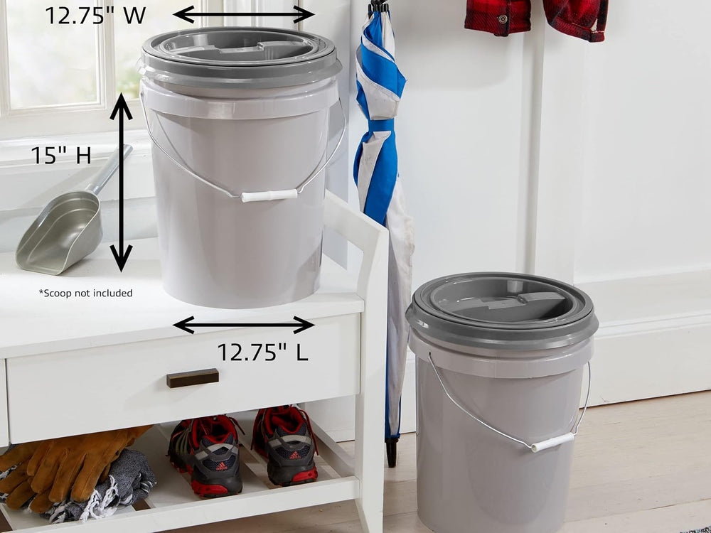 Mighty Tuff 5 Gallon / 21 Pound Pet Food Storage Container, Pack of 2 with Me...