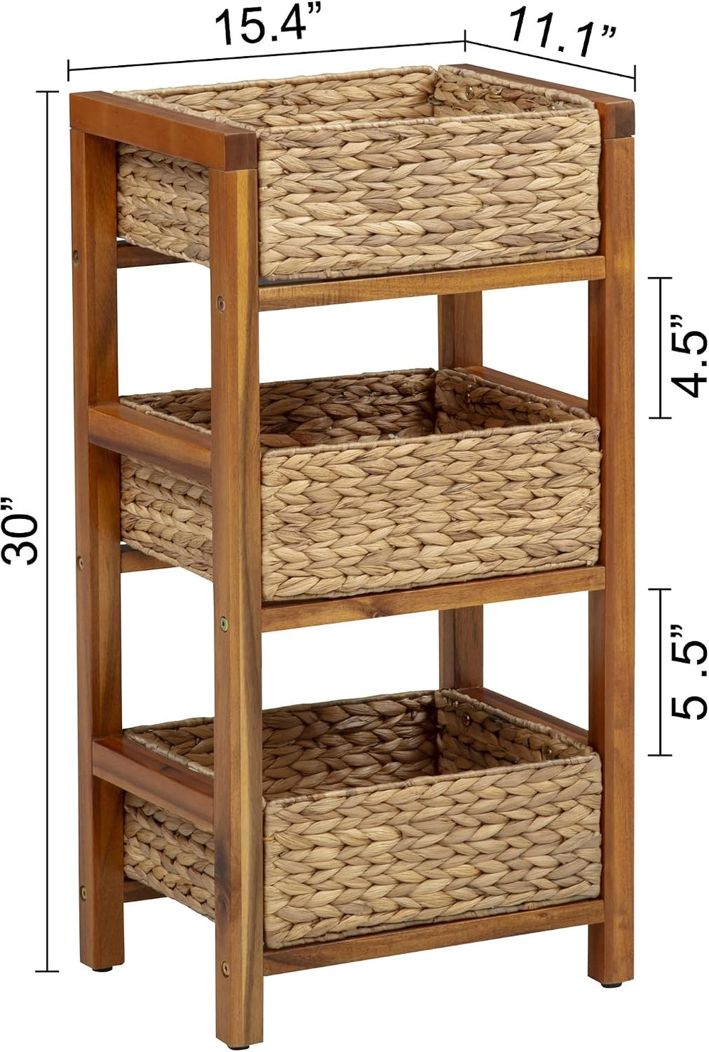eHemco 3 Tier Hardwood Frame Grocery Storage Organizer Rack, Light Oak