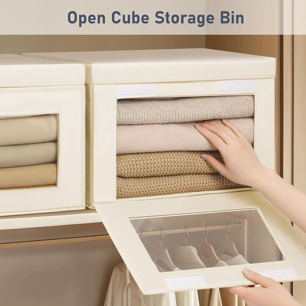 DIMJ Storage Bins with Lids - 6 Pack Fabric Closet Organizer with Window &...