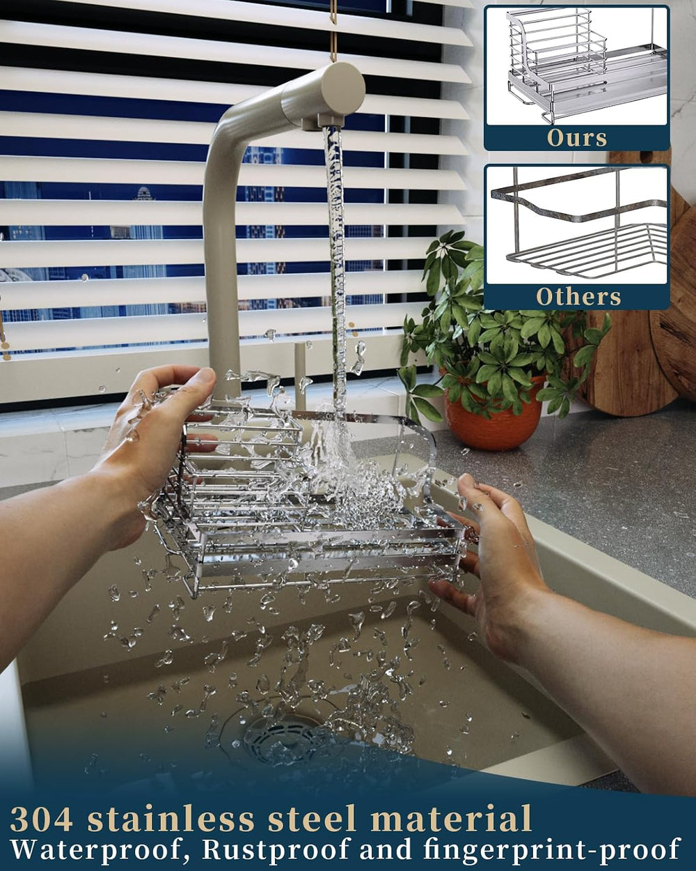 Consumest Sink Caddy, 5-in-1 Sponge Holder Kitchen Sink Caddy Organizer with ...