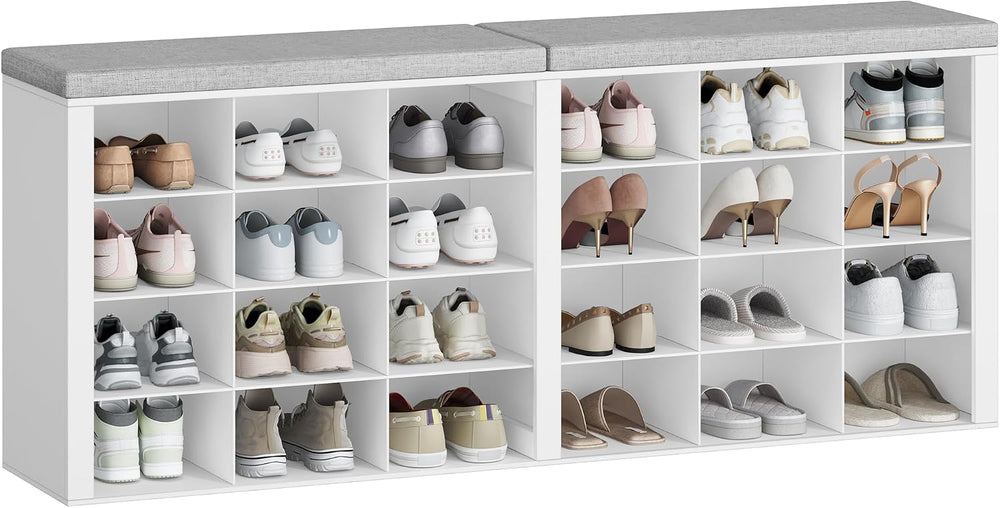 Hzuaneri Shoe Storage Bench with Cushion, Storage Bench with 24 Cubbies