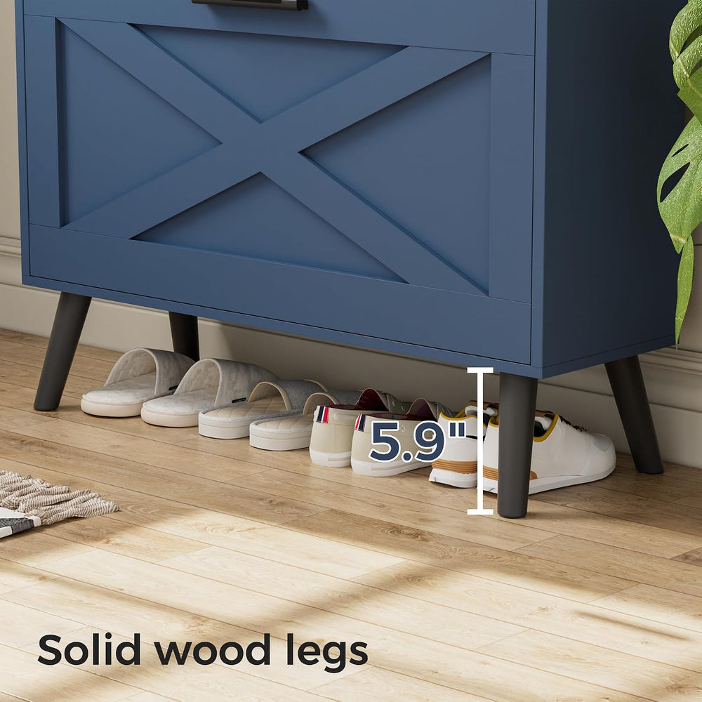 Homleke Farmhouse Shoe Storage Cabinet with Flip Drawers & Barn Door Design