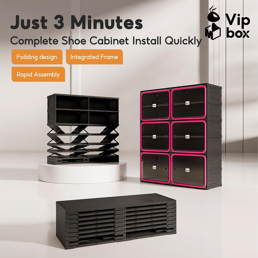 Vipbox No Assembly 6 Tier Collapsible Shoe Rack, 24 Pairs Foldable Shoe Stora...