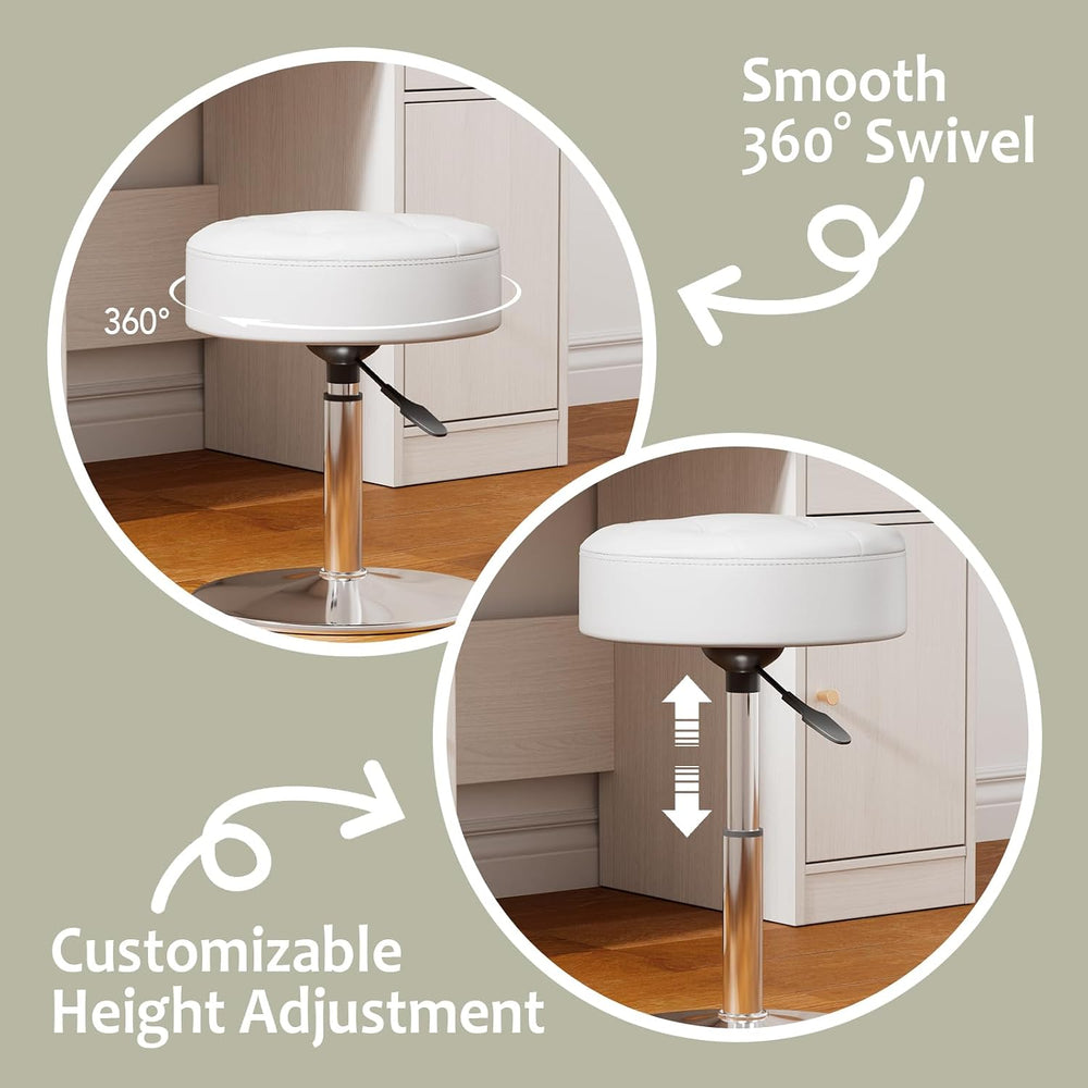 Youtanic Vanity Stool with Adjustable Height, 360°Swivel Ottoman Chair for Ad...