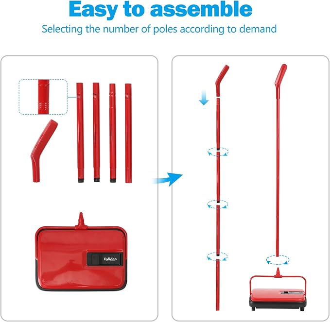 Eyliden Carpet Sweeper, Mini Size Lightweight Hand Push - Image 7