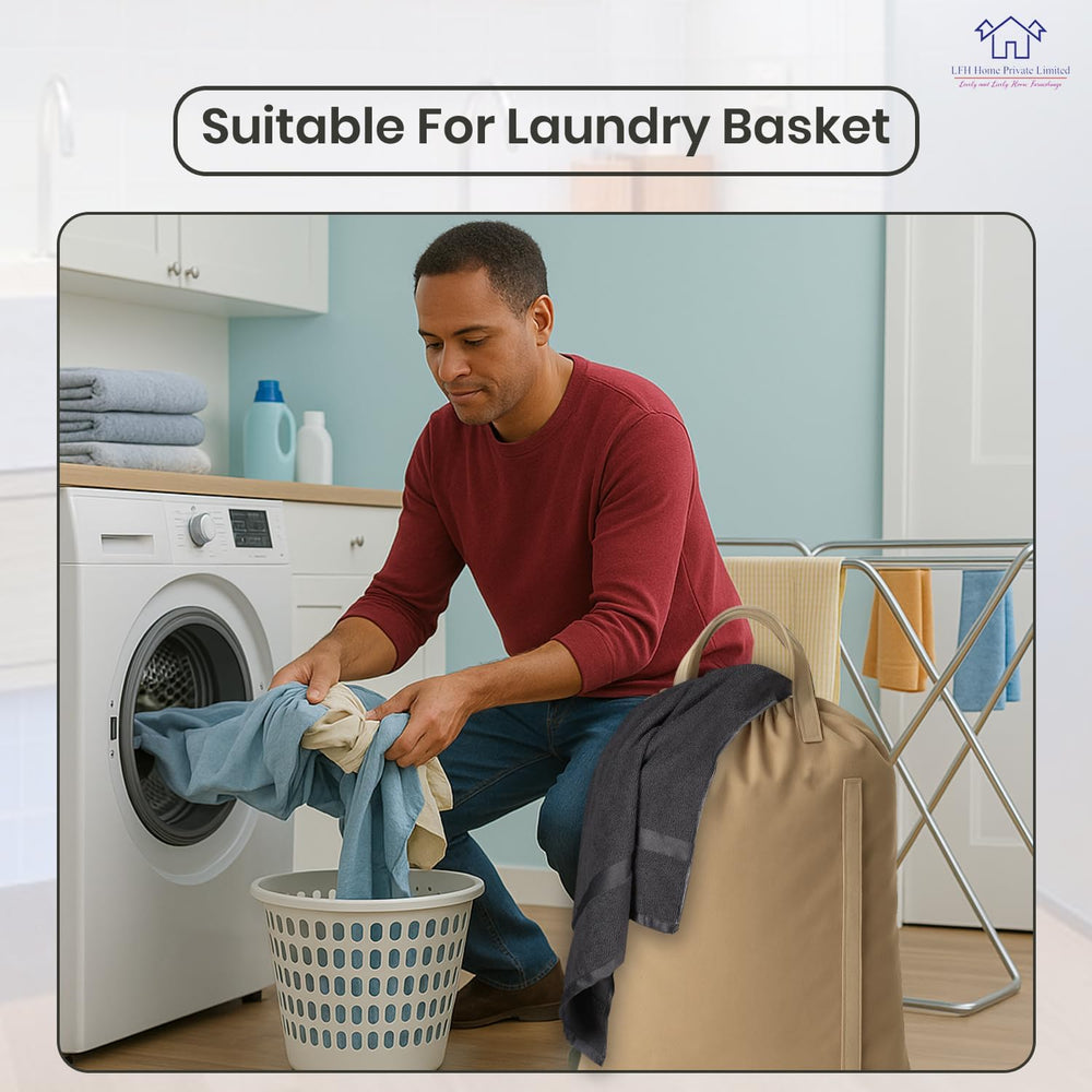 LFH Home Large Premium Cotton Rich Canvas Laundry Bag with Drawstring and Han...