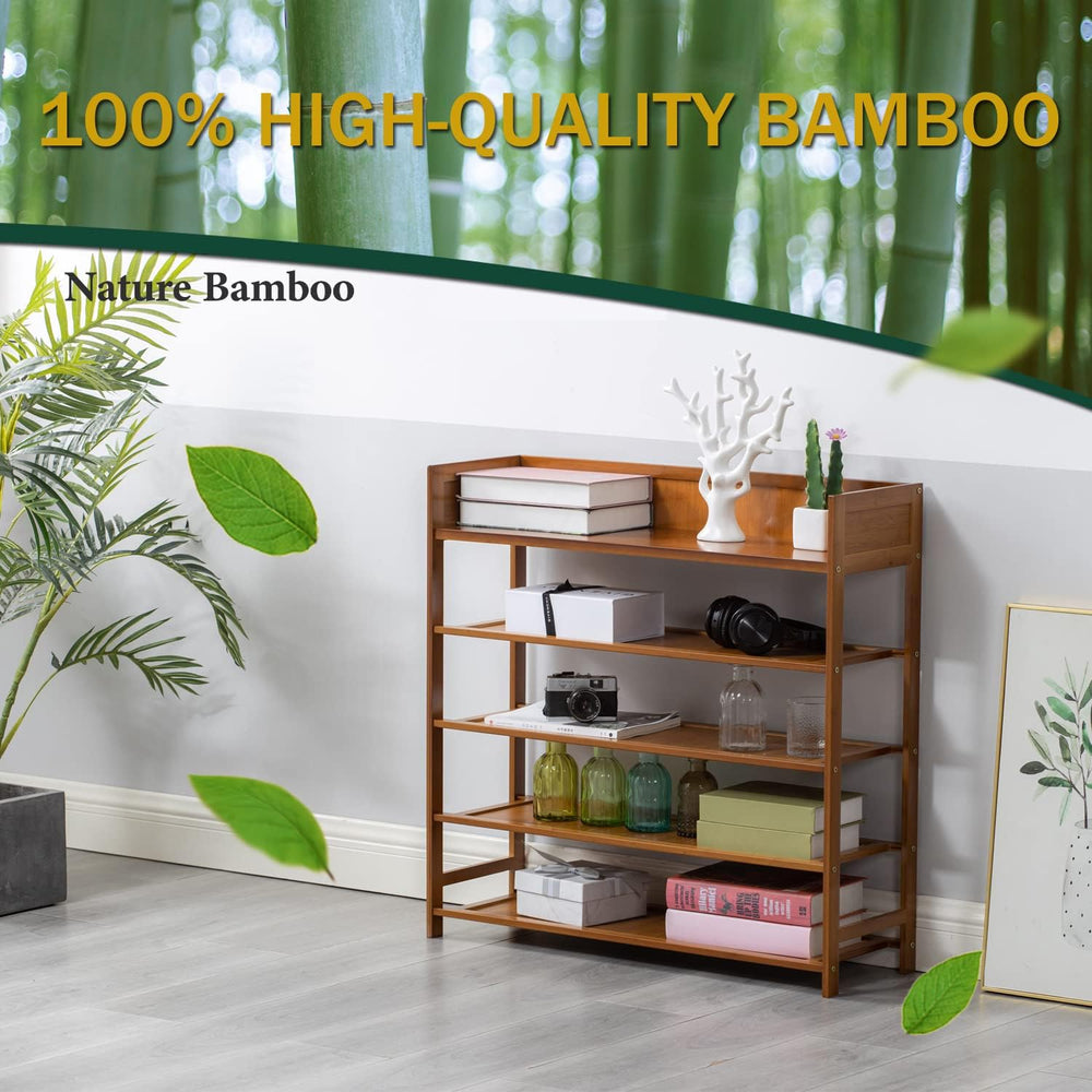 latifolia Bamboo Shoe Rack, 5-Tier Shoe Rack Organizer for Entryway, Living R...