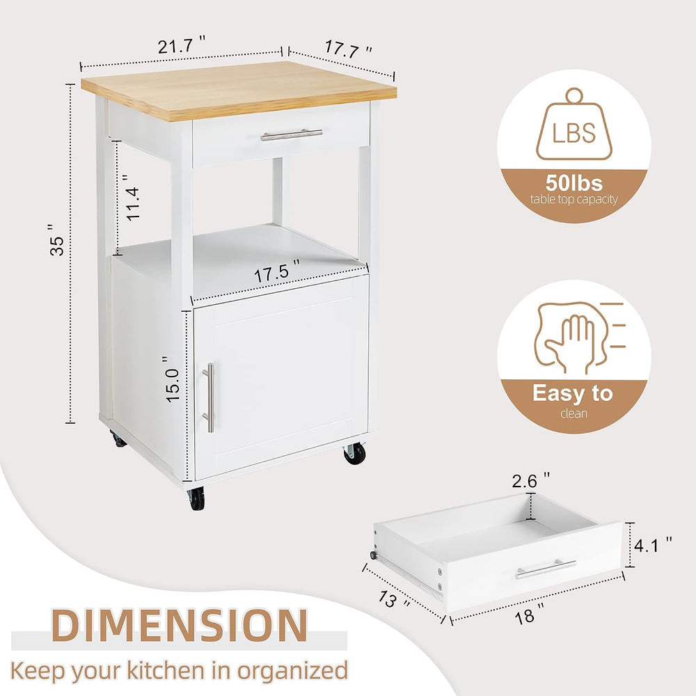 Shintenchi Kitchen Island Cart with Storage,Rolling Side Table on Wheels with...