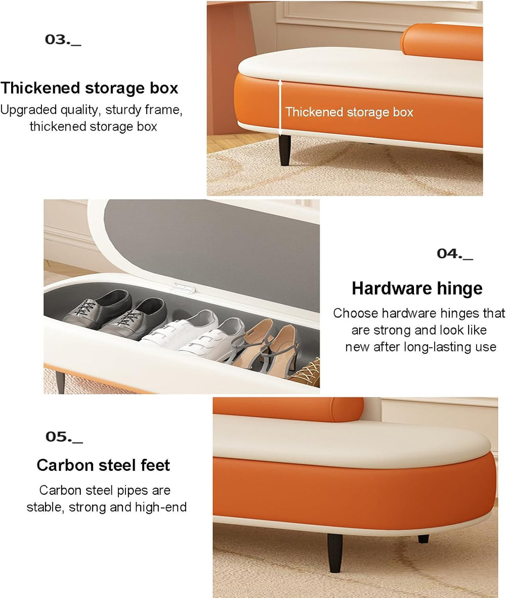 SAZDFY Pu Leather Bedroom Ottoman Bench, Bedroom End of Bed Bench with Pillow...