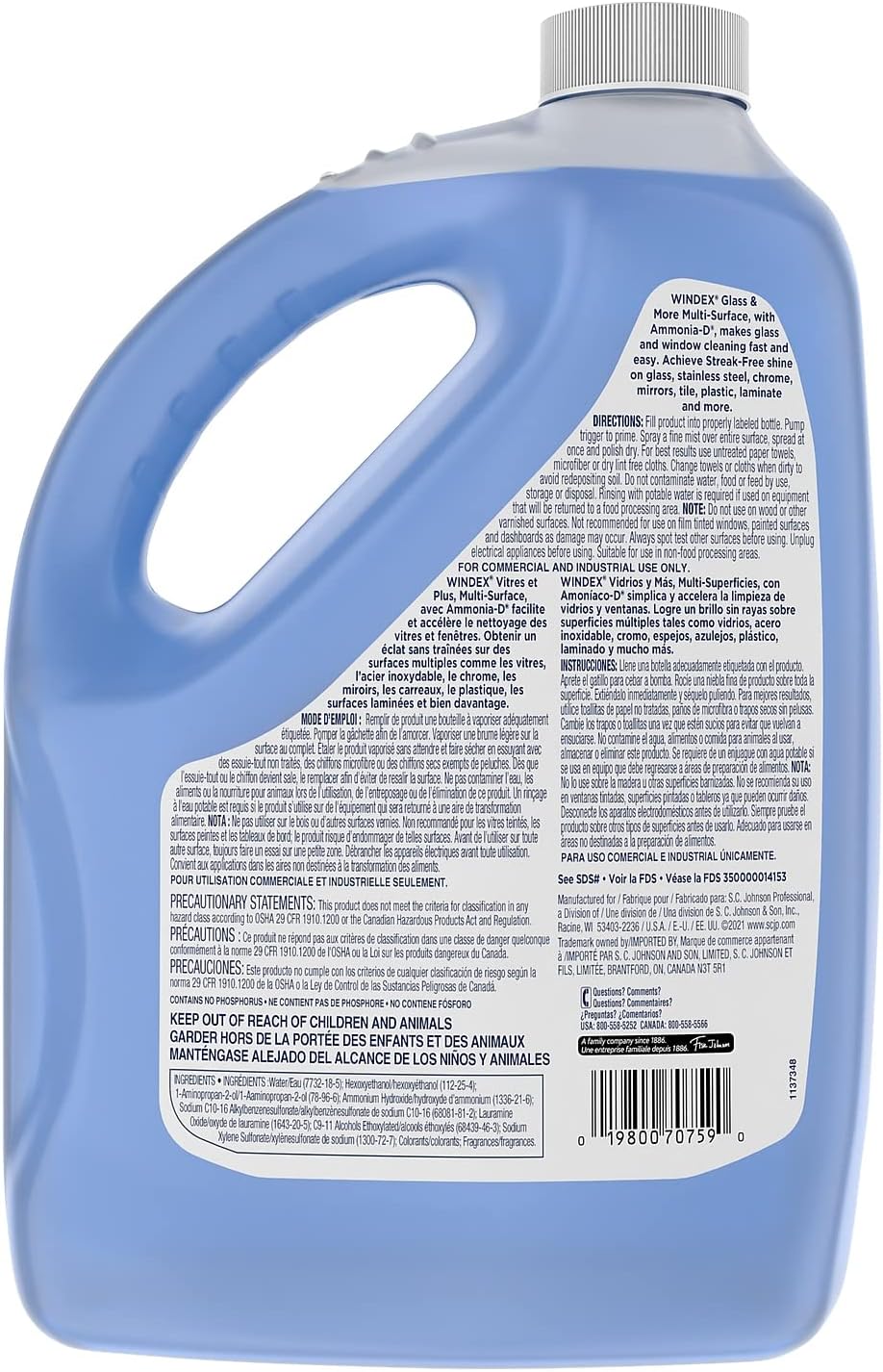 Windex Unscented Glass 1 gallon